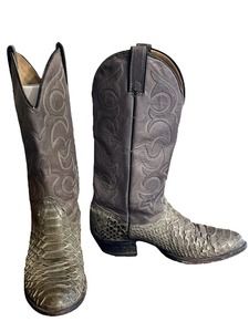 Vtg Womens WRANGLER GRAY Snakeskin Look WESTERN COWBOY 7532 Boots 8D